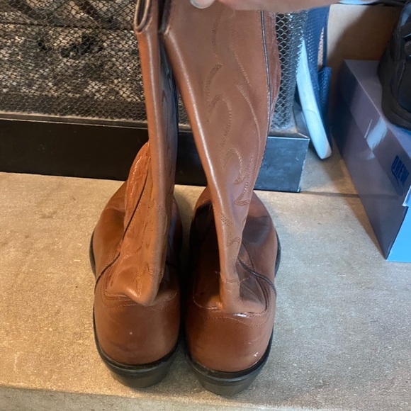 Old West Brown Leather Boots 9.5 Men Vintage - Picture 5 of 6